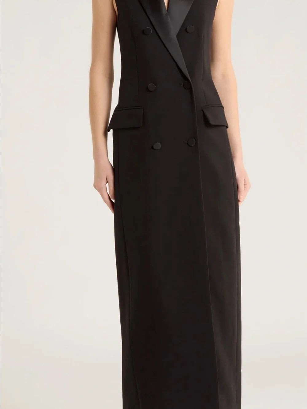 L'Agence | Sleeveless Double-Breasted Black Maxi Jumpsuit